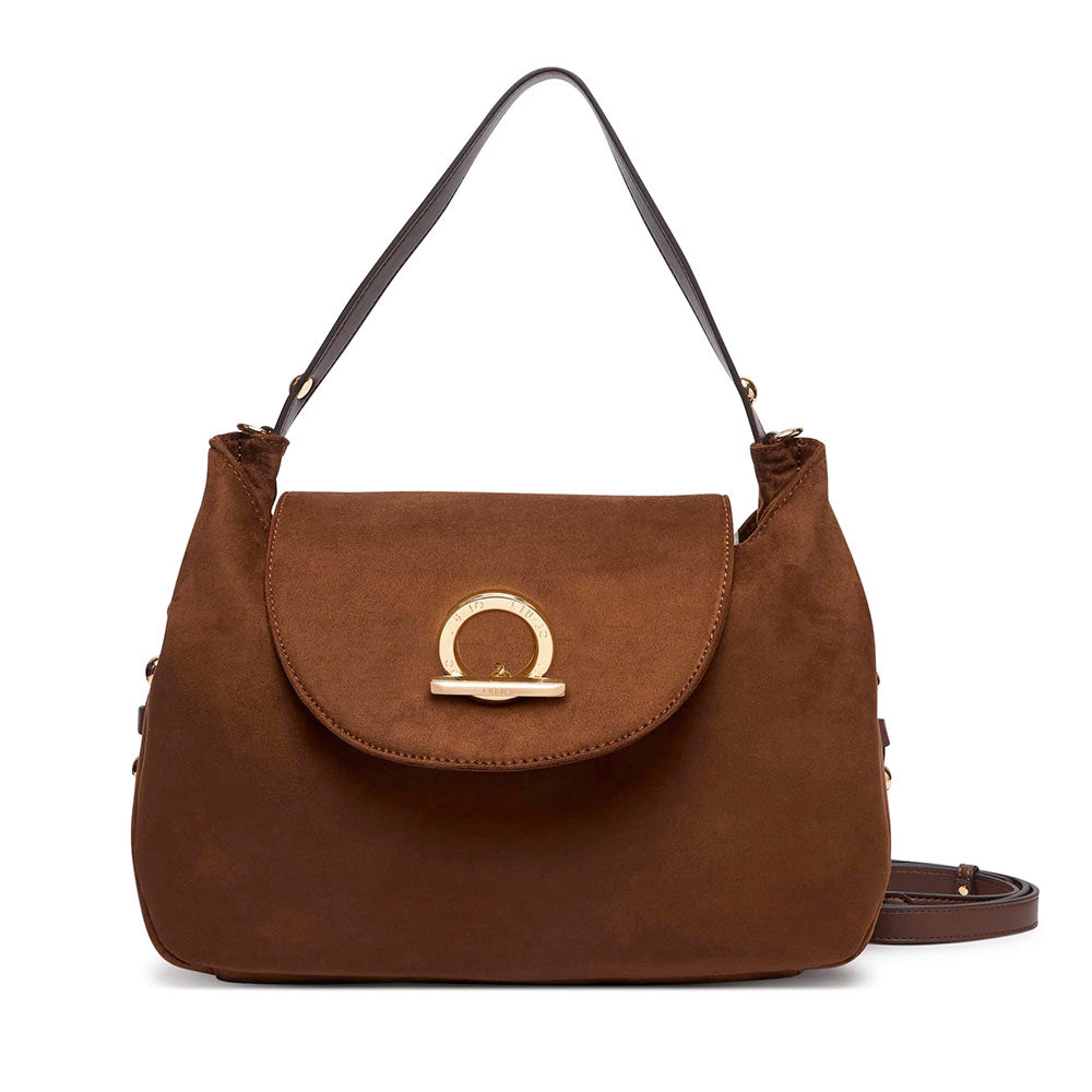 Borsa Donna a Spalla Media LIU JO in Tessuto effetto Camoscio color Tabacco