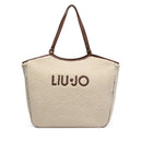 Maxi Tote Bag Donna LIU JO in Tessuto effetto Teddy color Crema