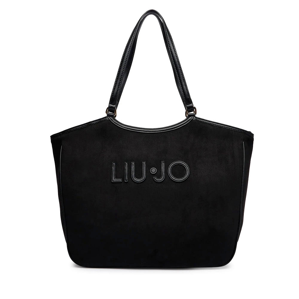 Maxi Tote Bag Donna LIU JO in Microfibra effetto Camoscio Nero