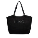 Maxi Tote Bag Donna LIU JO in Microfibra effetto Camoscio Nero