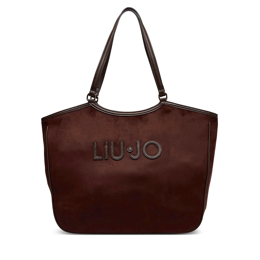Maxi Tote Bag Donna LIU JO in Microfibra effetto Camoscio Marrone Scuro