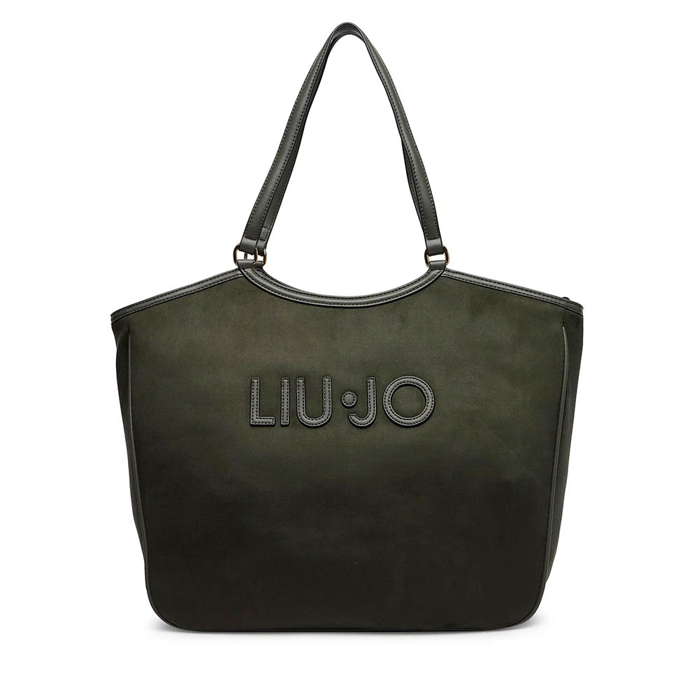 Maxi Tote Bag Donna LIU JO in Microfibra effetto Camoscio Verde Foresta