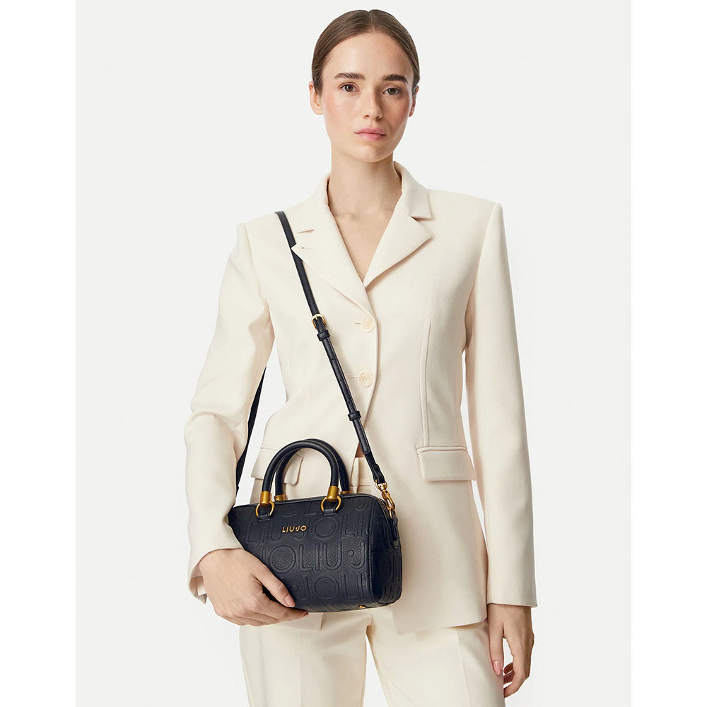 Bauletto Donna a Mano Small LIU JO in Ecopelle Nera con Logo Embossed
