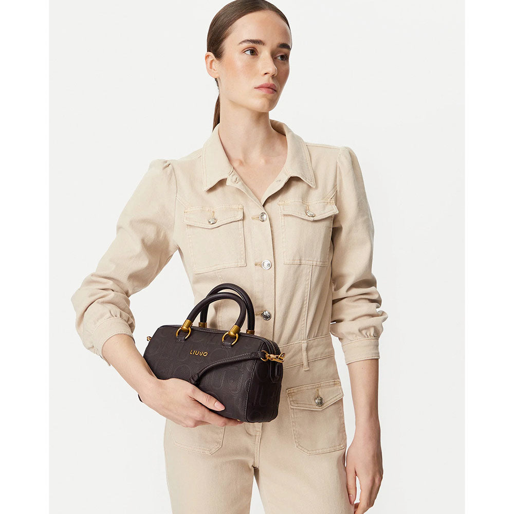 Bauletto Donna a Mano Small LIU JO in Ecopelle Marrone Scuro con Logo Embossed