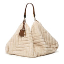 Maxi Borsa Donna a Spalla LIU JO in Pelliccia Sintetica Trapuntata color Crema