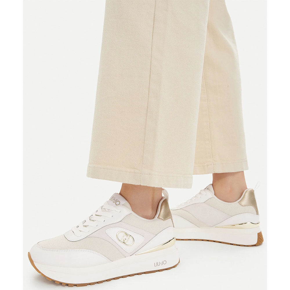 Sneakers Platform Donna LIU JO Maxi Wonder 97 Bis in Pelle e Canvas Bianco
