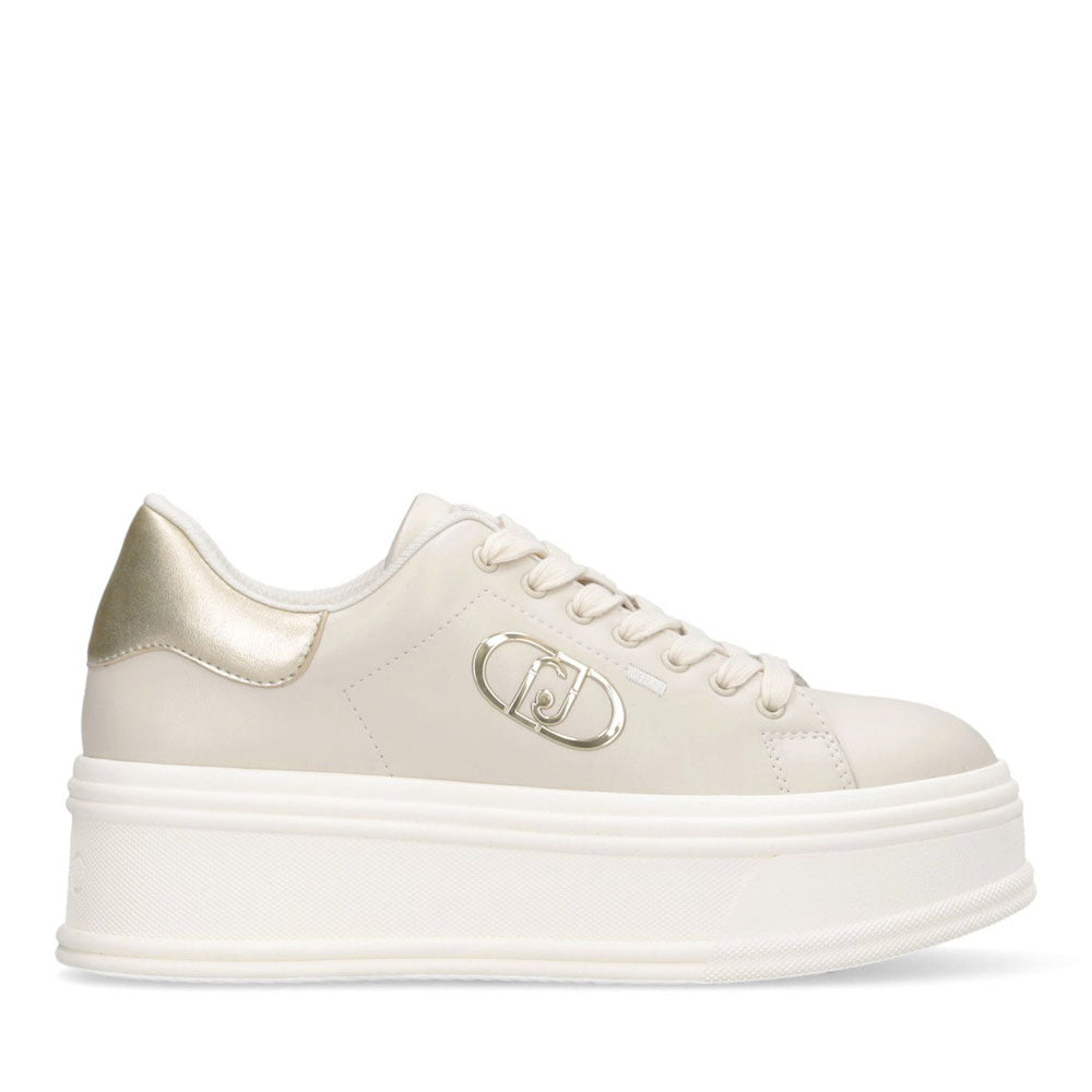 Sneakers Platform LIU JO Selma 16 in Pelle Milk e Light Gold