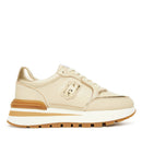 Sneakers Platform Donna LIU JO Amazing 25 in Pelle Beige e Inserti Laminati Oro