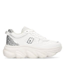 Scarpe Donna LIU JO Steffy 01 Sneakers Chuncky in Pelle Bianca con Inserto Glitter Argento