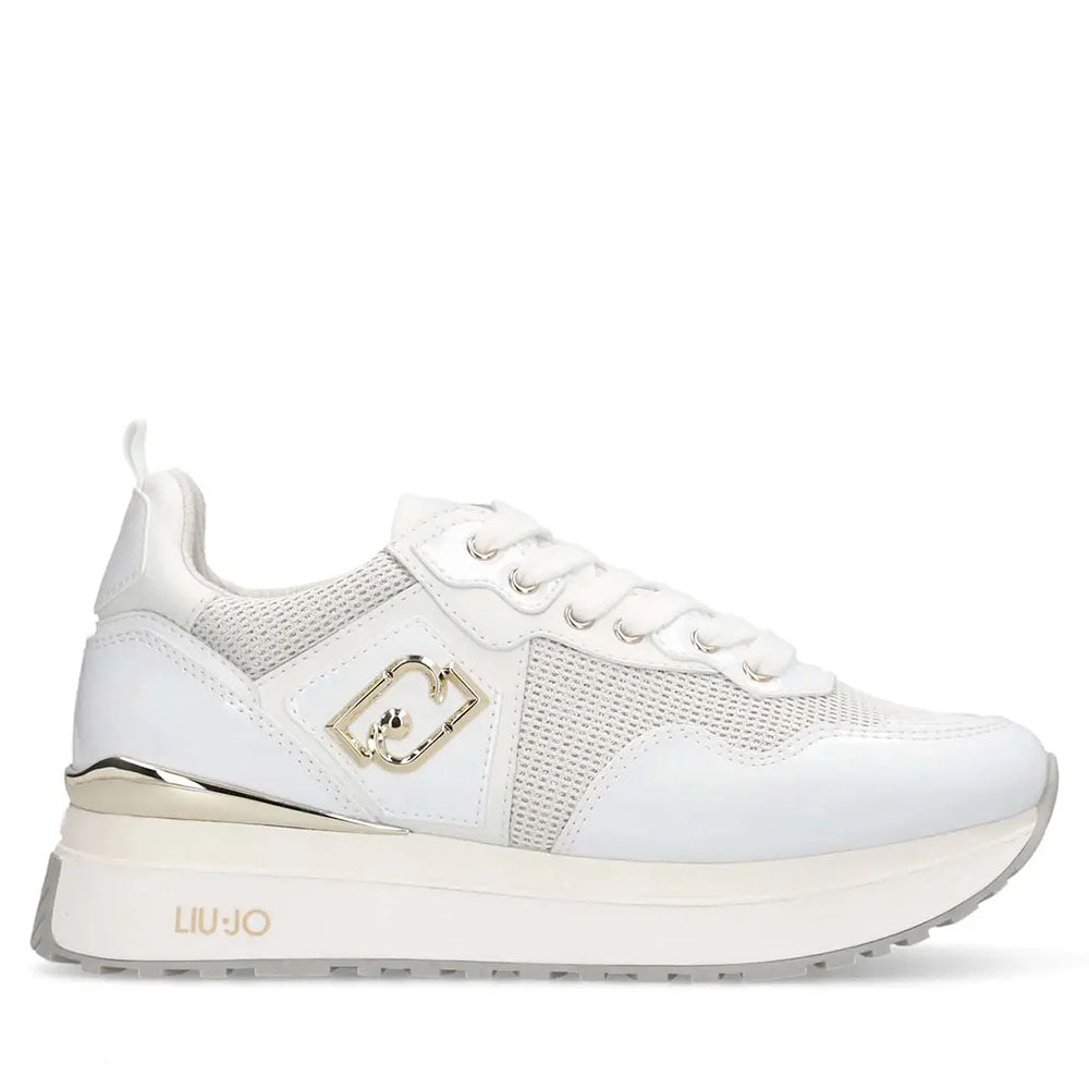 Sneakers Platform Donna LIU JO Maxi Wonder 01 in Mesh Bianco con Glitter
