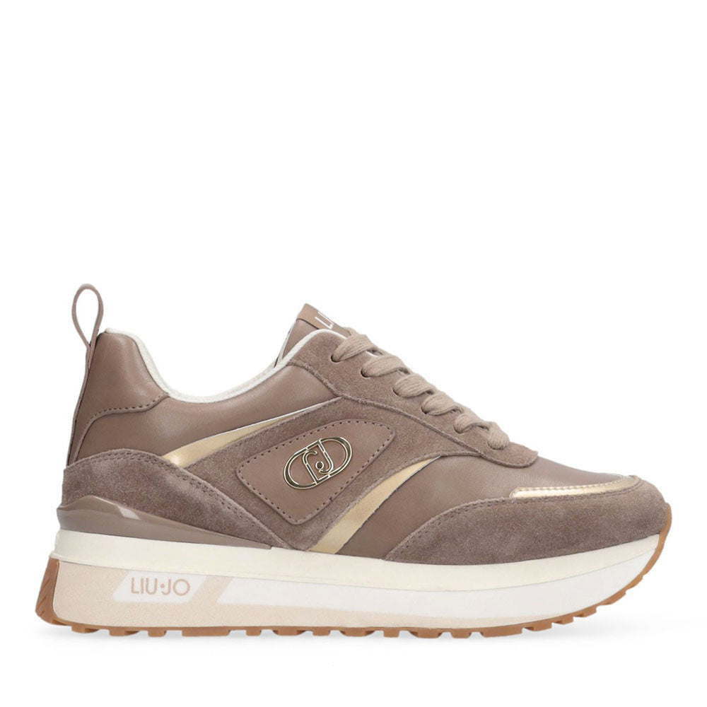 Sneakers Platform Donna LIU JO Maxi Wonder 97 in Pelle e Suede colore Havana