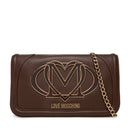 Damen-Clutch mit Umhängeriemen LOVE MOSCHINO in Dunkelbraun mit Maxi-Logo
