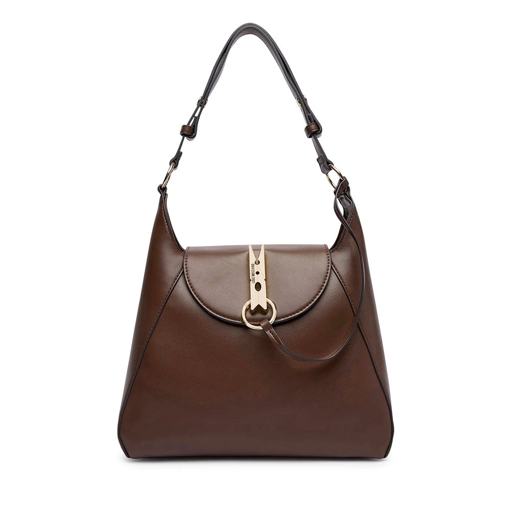 Hobo Bag Donna LOVE MOSCHINO linea Pinned Love Marrone