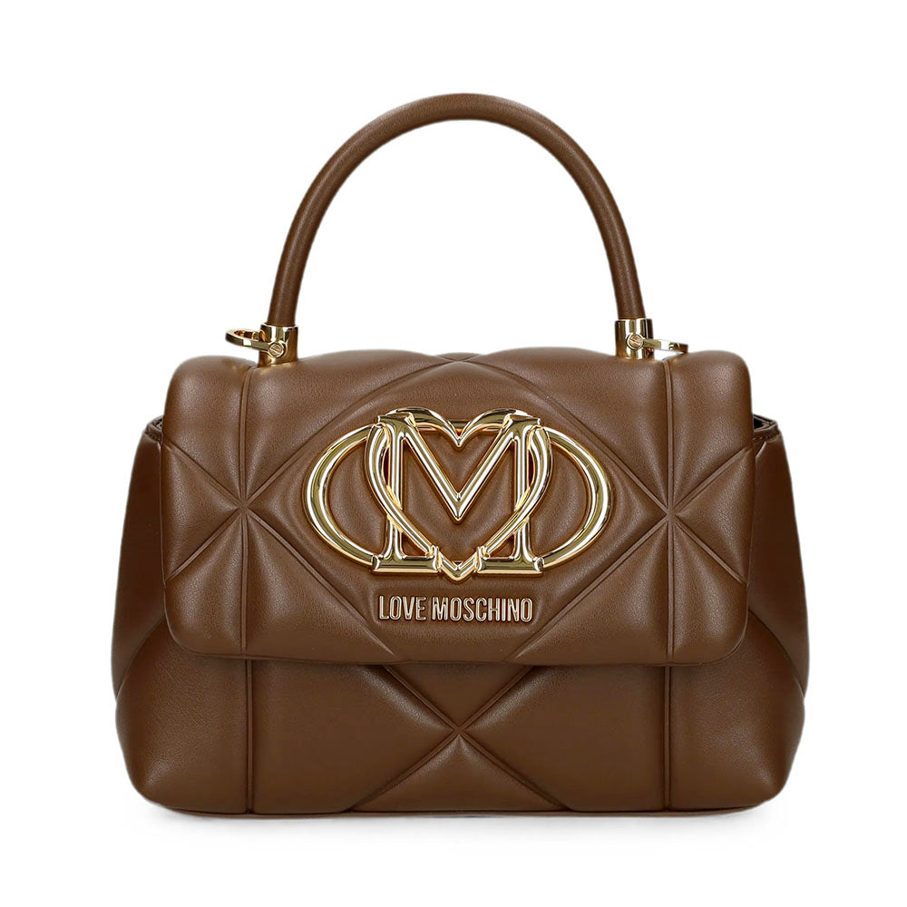 Kleine LOVE MOSCHINO Damenhandtasche aus der Embossed-Linie in Braun