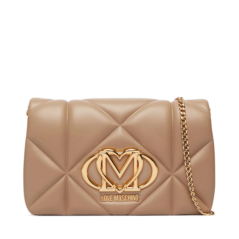 Clutch Trapuntata con Tracolla LOVE MOSCHINO linea Embossed color Sabbia