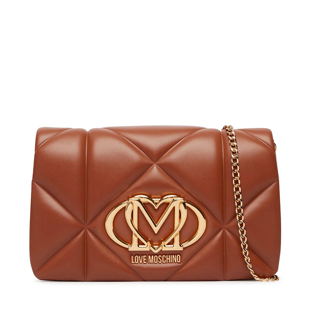 Clutch Trapuntata con Tracolla LOVE MOSCHINO linea Embossed color Noce