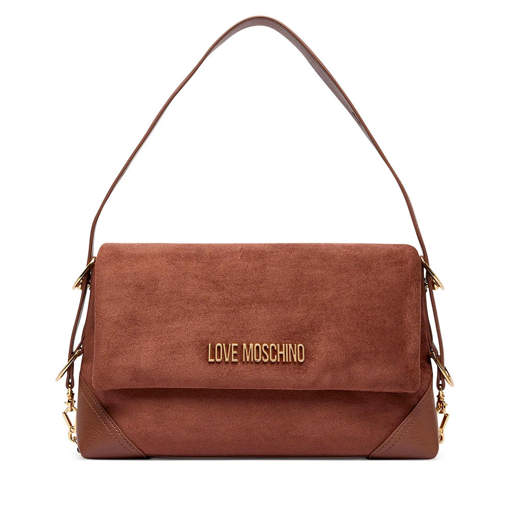 Borsa Donna a Spalla LOVE MOSCHINO linea Signature Zip in Velour color Cuoio