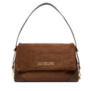 Borsa Donna a Spalla LOVE MOSCHINO linea Signature Zip in Velour Marrone