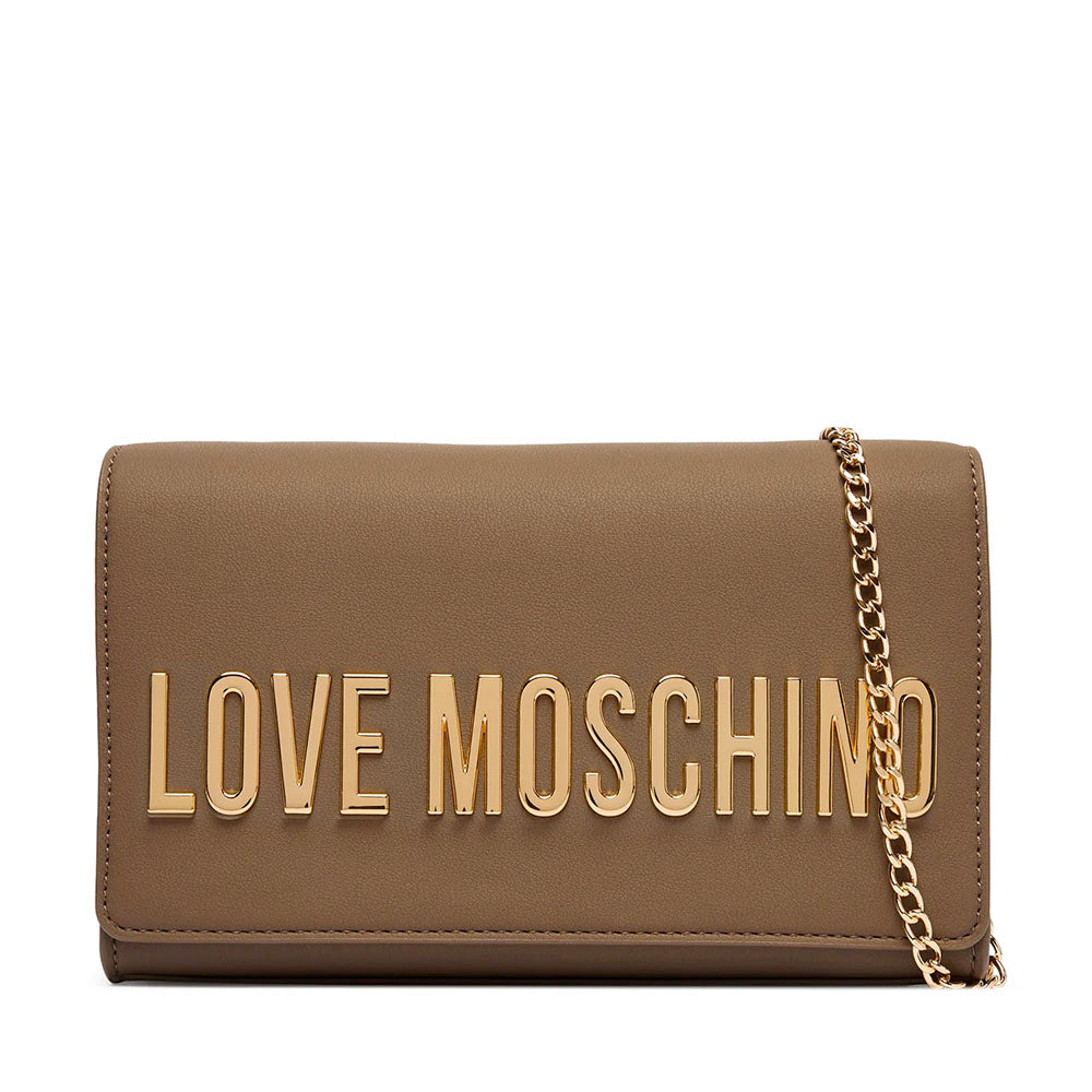 Clutch Donna con Tracolla LOVE MOSCHINO linea Smart Daily Bag Lettering Logo color Fango