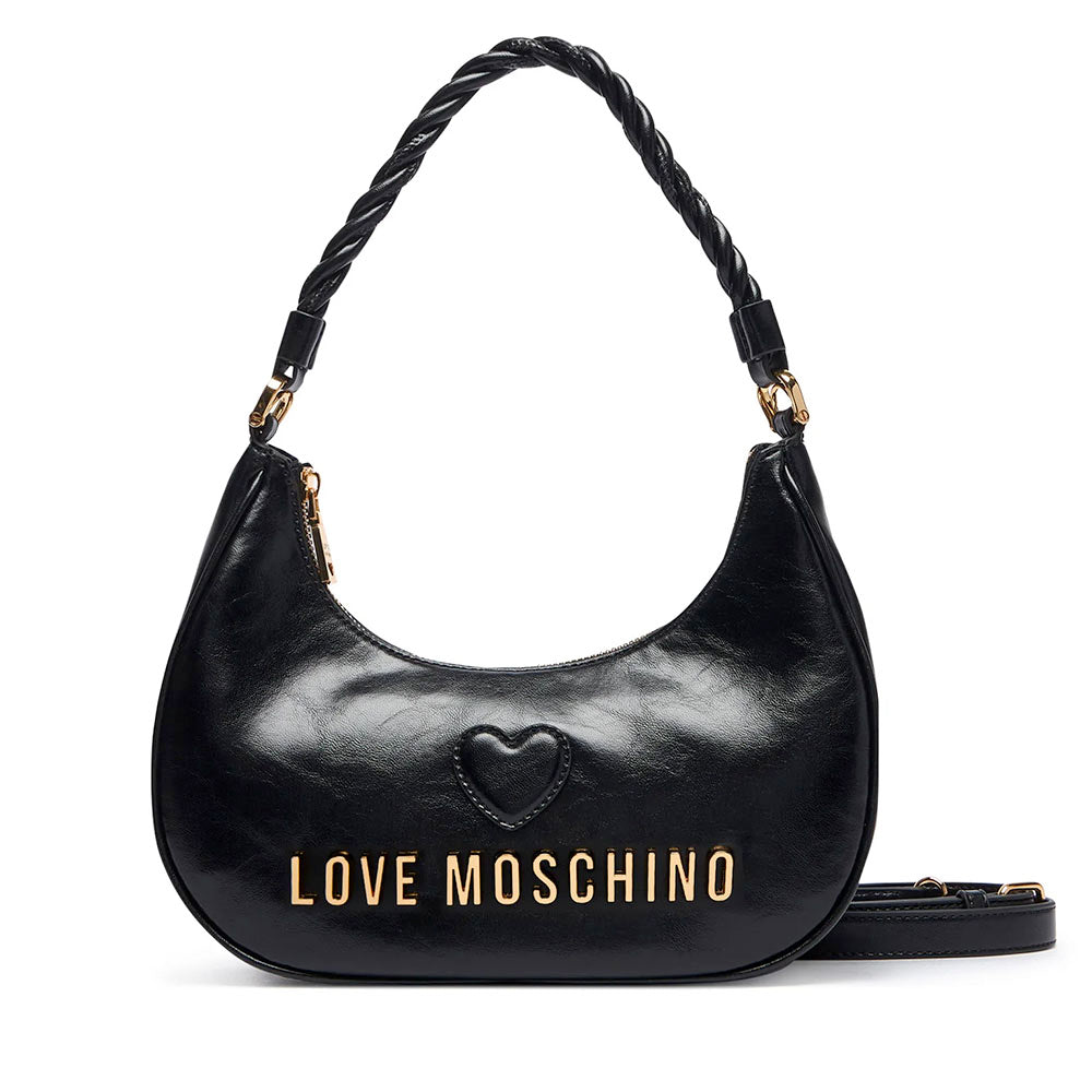 Mini Hobo Bag Donna LOVE MOSCHINO linea Twirl in Pelle Nera