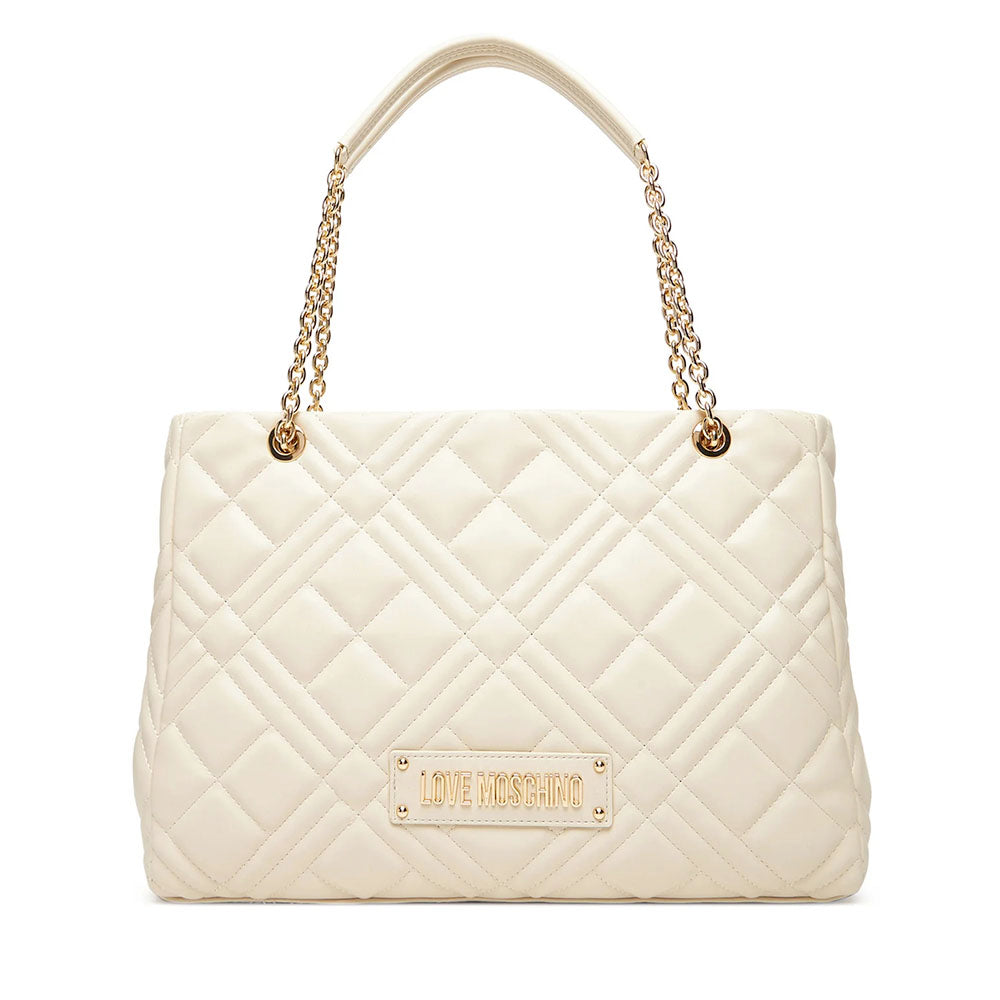 LOVE MOSCHINO QUILTED LINIE
Gesteppte Einkaufstasche in der Farbe Elfenbein