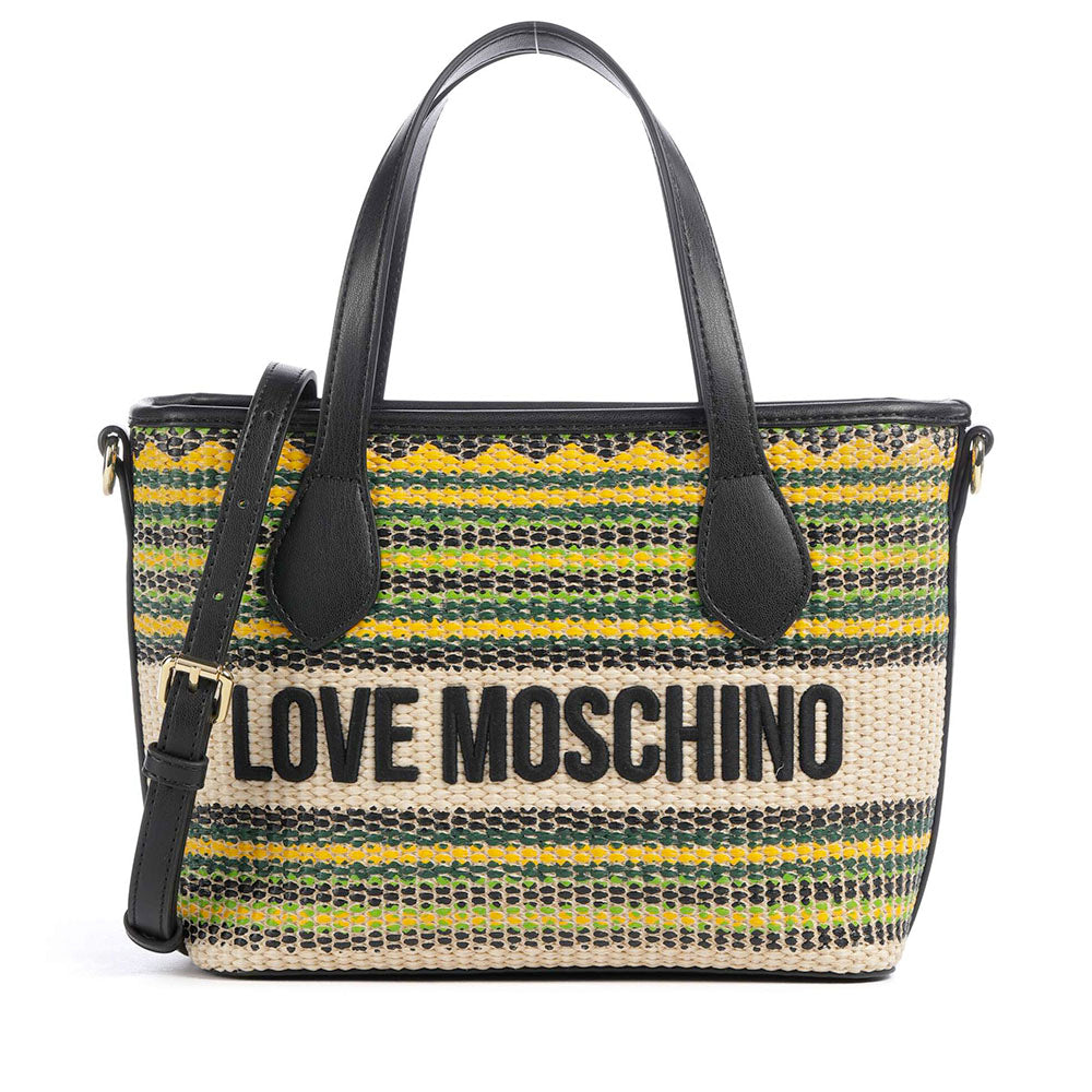 Borsa Donna a Mano LOVE MOSCHINO a Righe Nero Multicolor