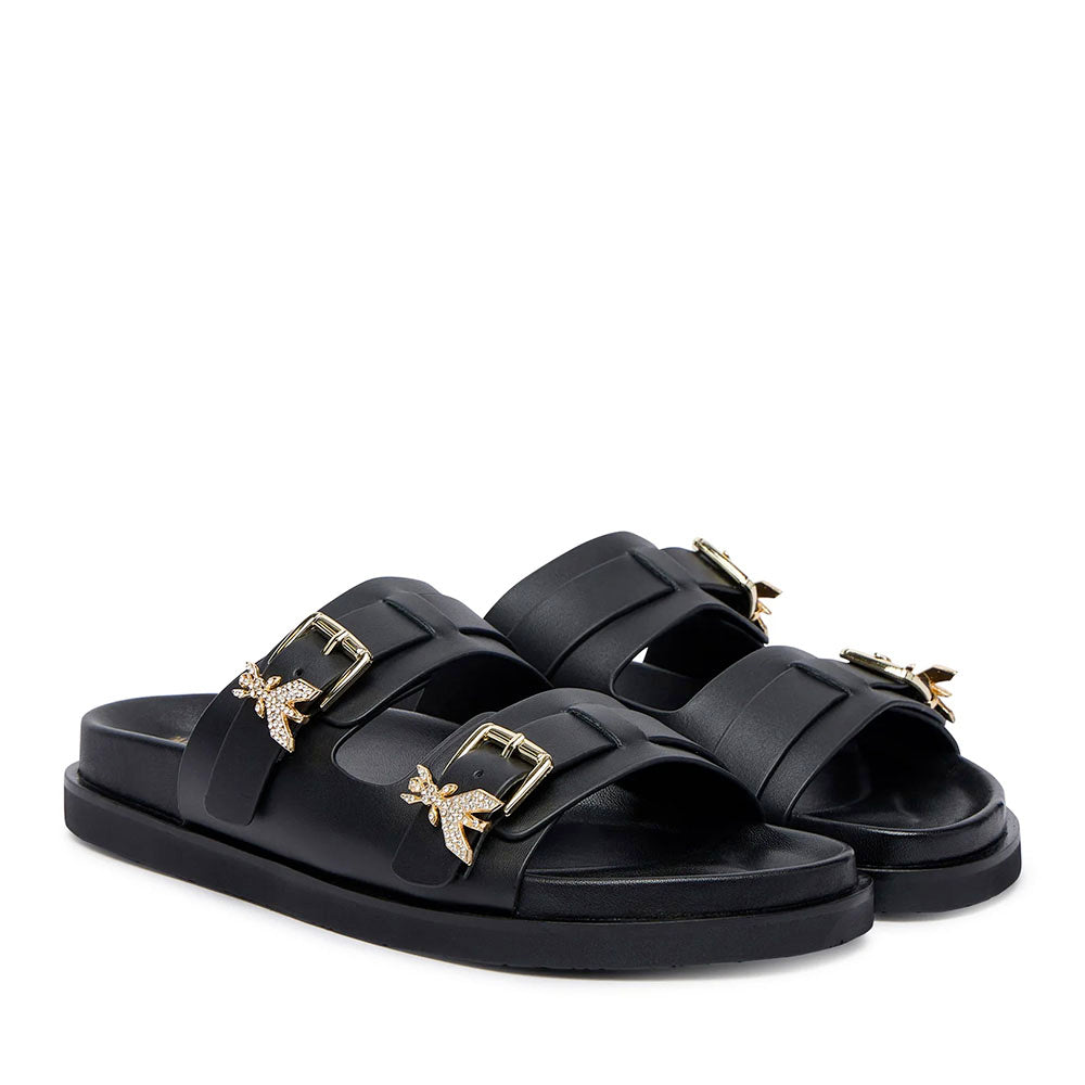 Ciabatte Doppia Fascia PATRIZIA PEPE Girl linea Fly Birkilux in Pelle Nera