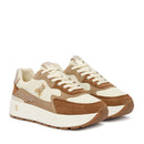 Sneakers Running PATRIZIA PEPE Girl linea Fly Run in Pelle e Suede Taupe Off White