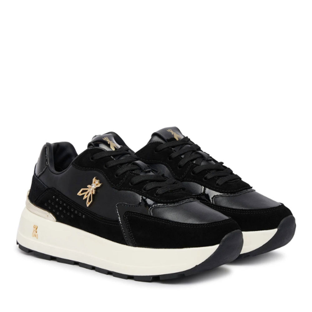 Sneakers Running PATRIZIA PEPE Girl linea Fly Run in Pelle e Suede Nero Platino