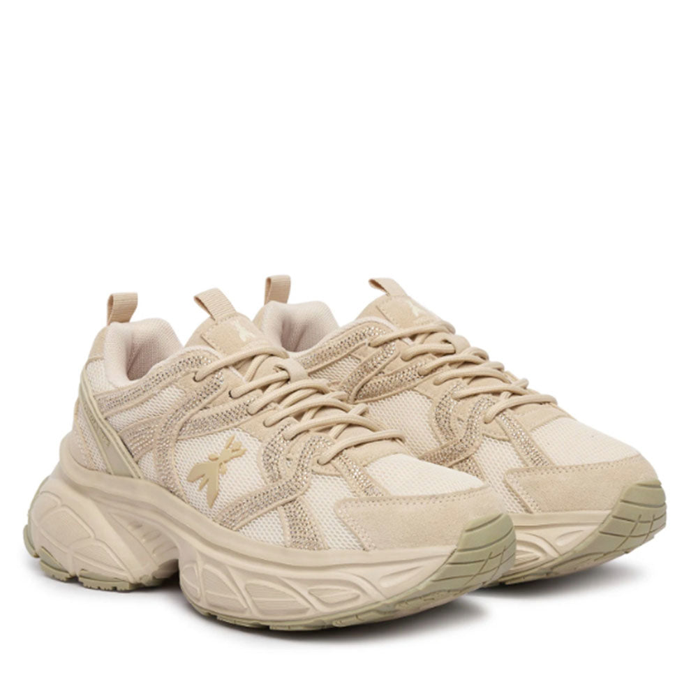 Sneakers Running PATRIZIA PEPE Girl linea Fly Run Tech in Mesh e Suede Beige