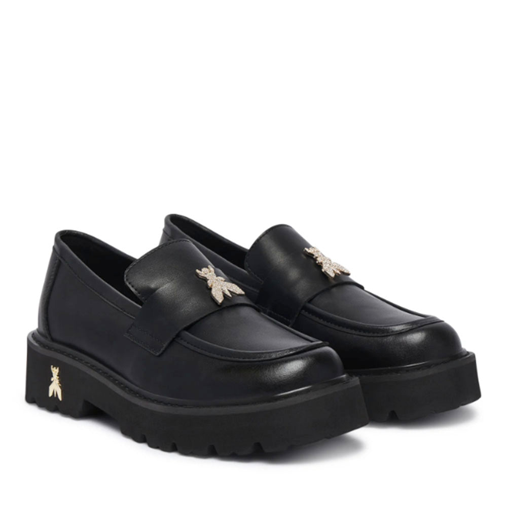 Mocassini Platform PATRIZIA PEPE Girl linea Fly Cult Strass in Pelle Nera