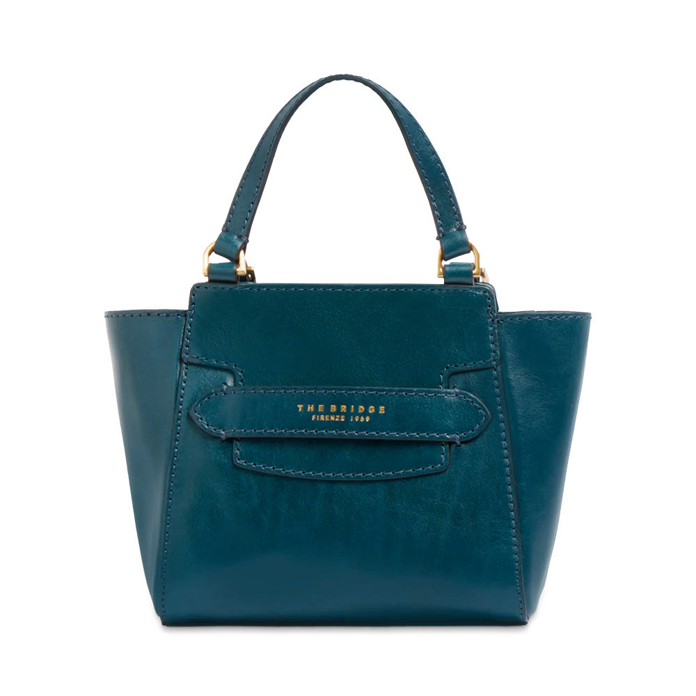 Borsa Donna a Mano THE BRIDGE linea Lucrezia in Pelle Blu Pavone