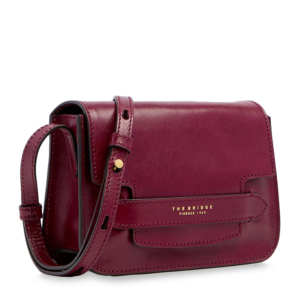 Borsa Donna a Tracolla Media THE BRIDGE linea Lucrezia in Pelle Rosso Barolo