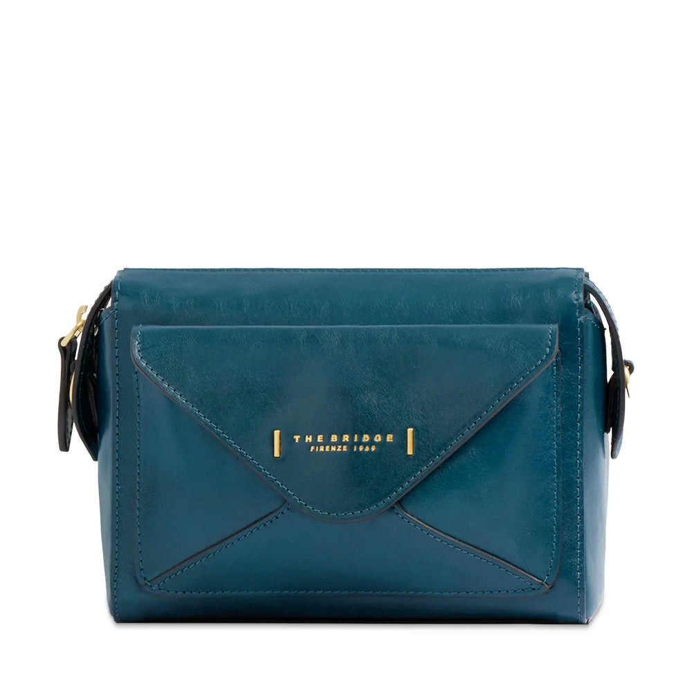 Borsa Donna a Tracolla THE BRIDGE linea Frida in Pelle Blu Pavone