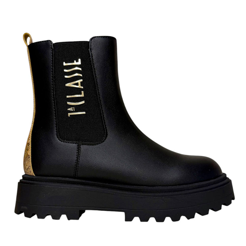 Stivaletti Beatles 1A Classe Alviero Martini in Eco Nappa Nera con Maxi Logo 2579