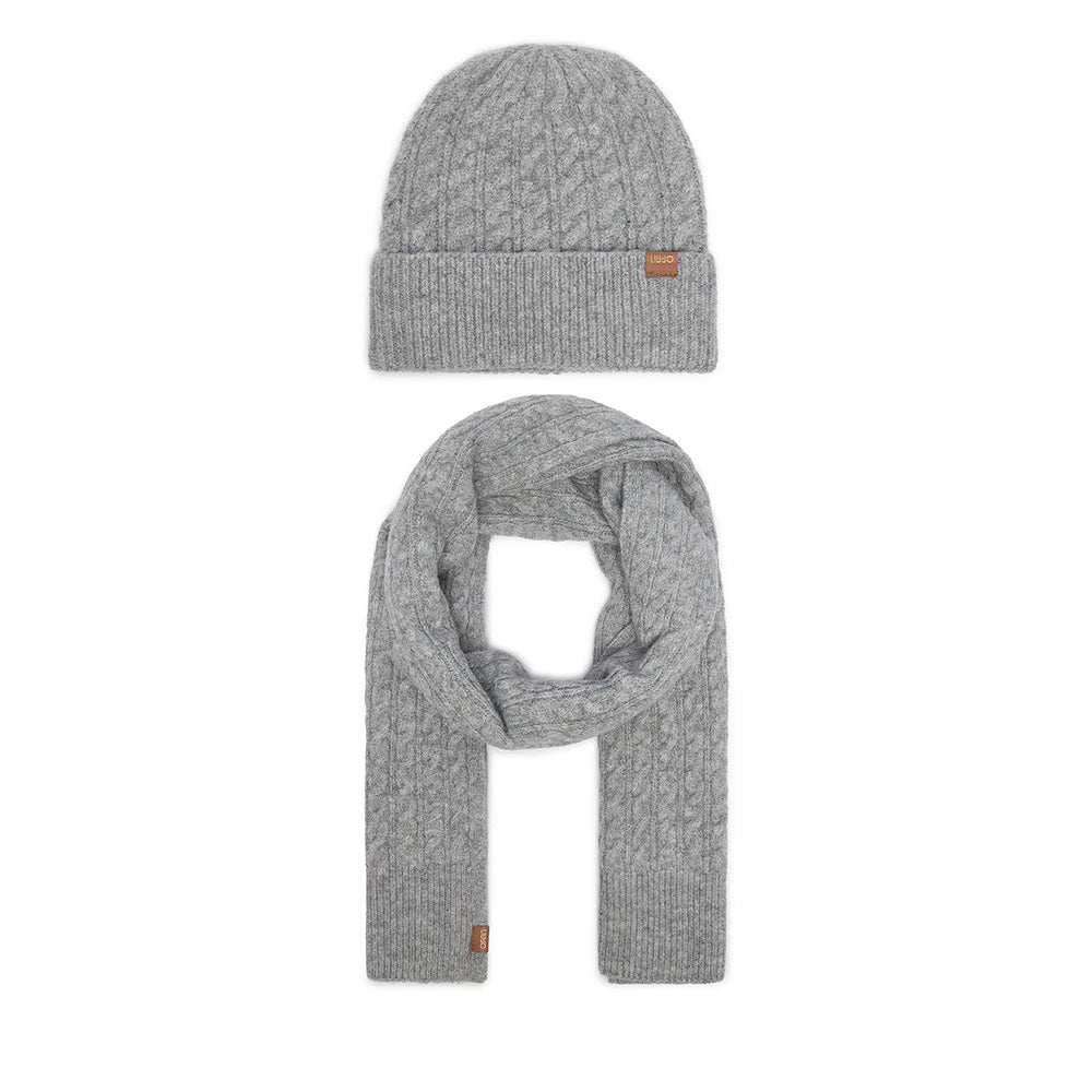 Coordinato Berretto e Sciarpa LIU JO in Maglia Misto Lana Grigio