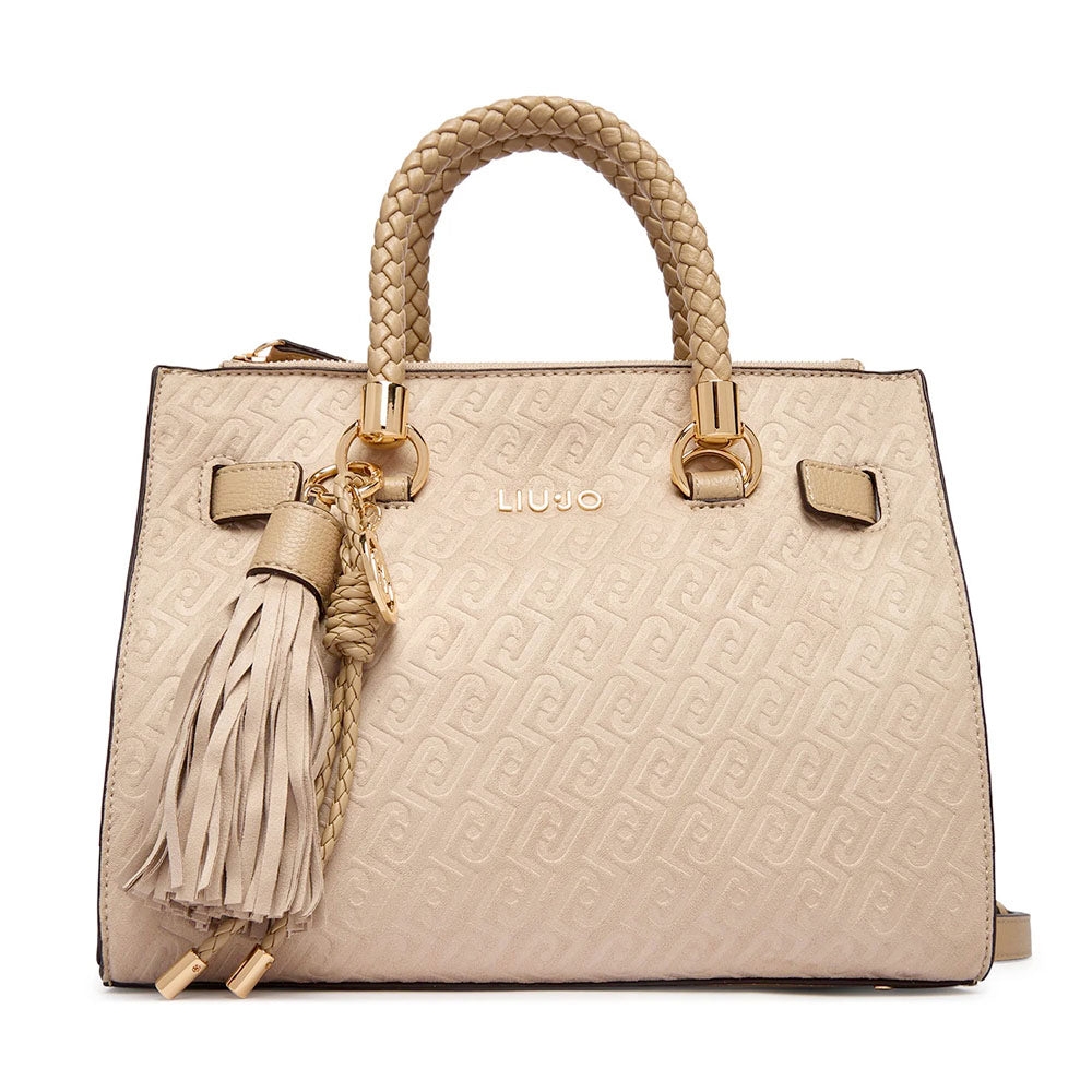 Borsa Donna a Mano LIU JO Neutro con Logo Monogram All Over
