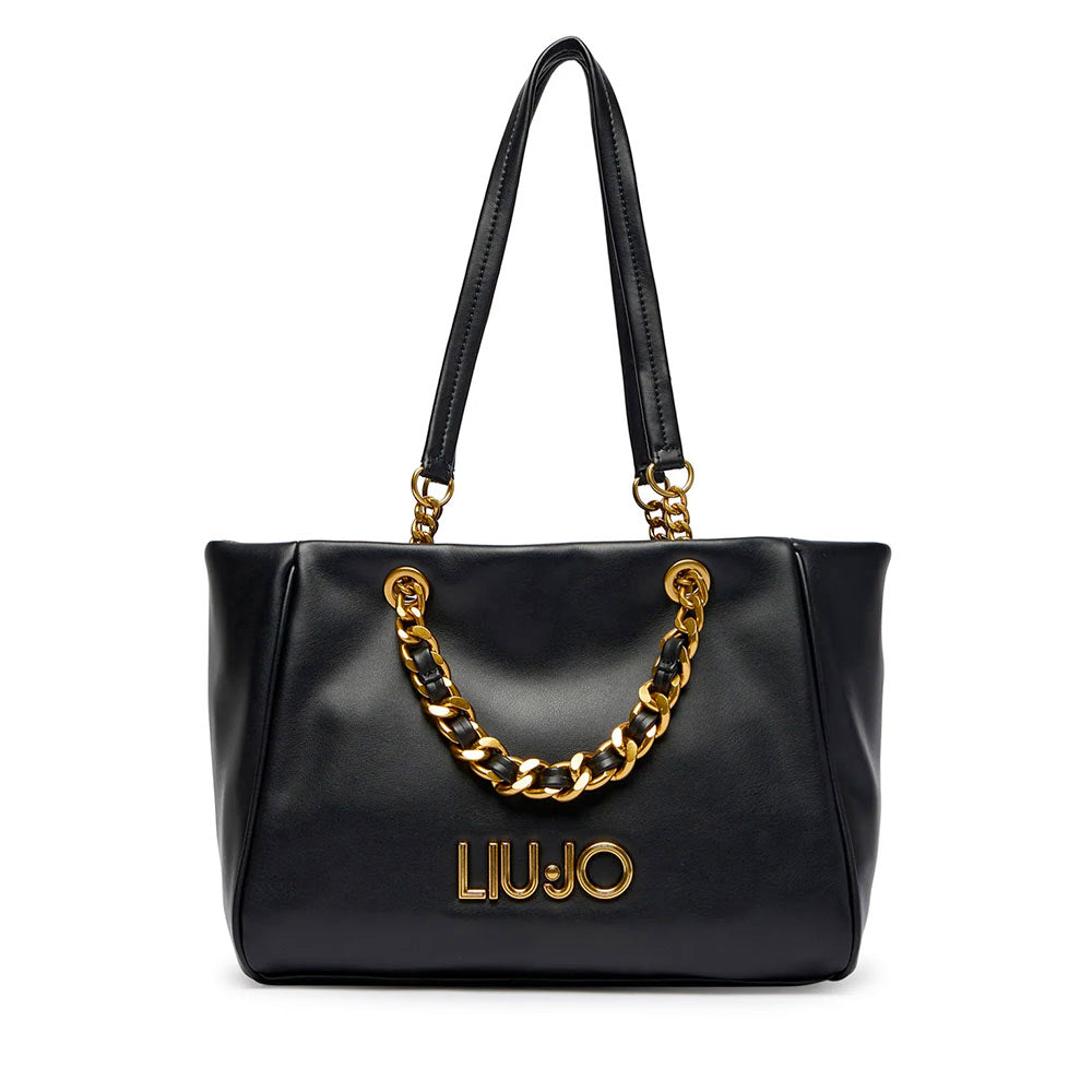 Shopping Bag Media Donna LIU JO Nera con Catena Decorativa