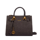 Borsa Donna a Mano Small LIU JO in Ecopelle Marrone Scuro con Logo in Rilievo All Over