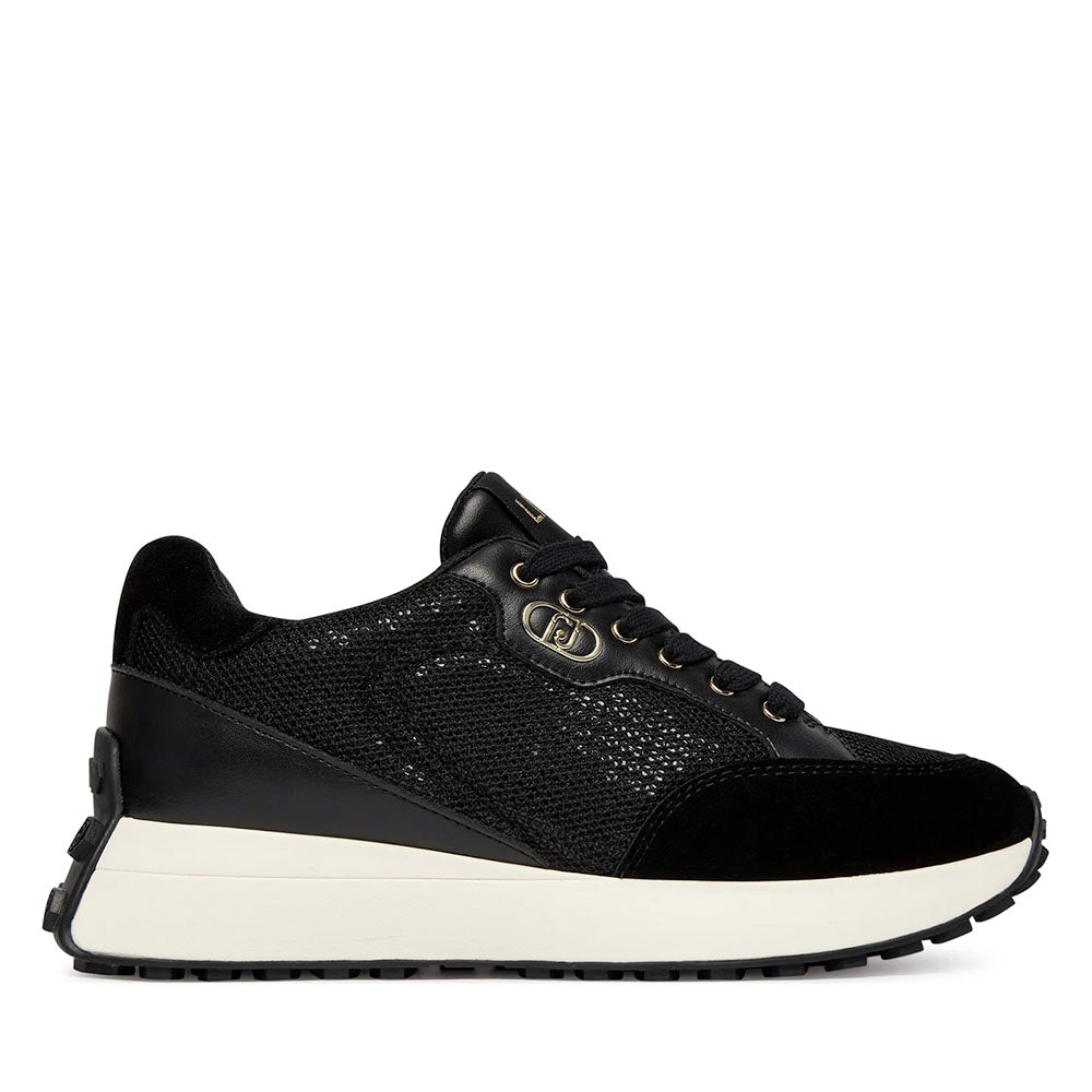 Sneakers Donna LIU JO Lolo 20 in Mesh Suede e Paillettes Nero