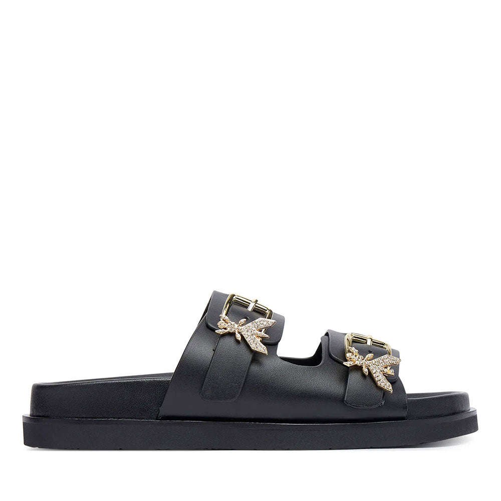 Ciabatte Doppia Fascia PATRIZIA PEPE Girl linea Fly Birkilux in Pelle Nera
