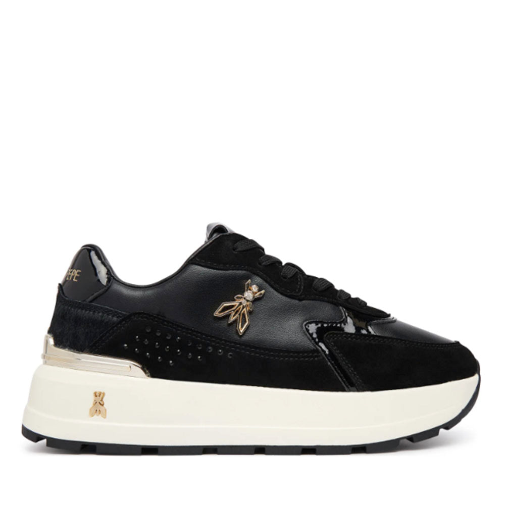 Sneakers Running PATRIZIA PEPE Girl linea Fly Run in Pelle e Suede Nero Platino
