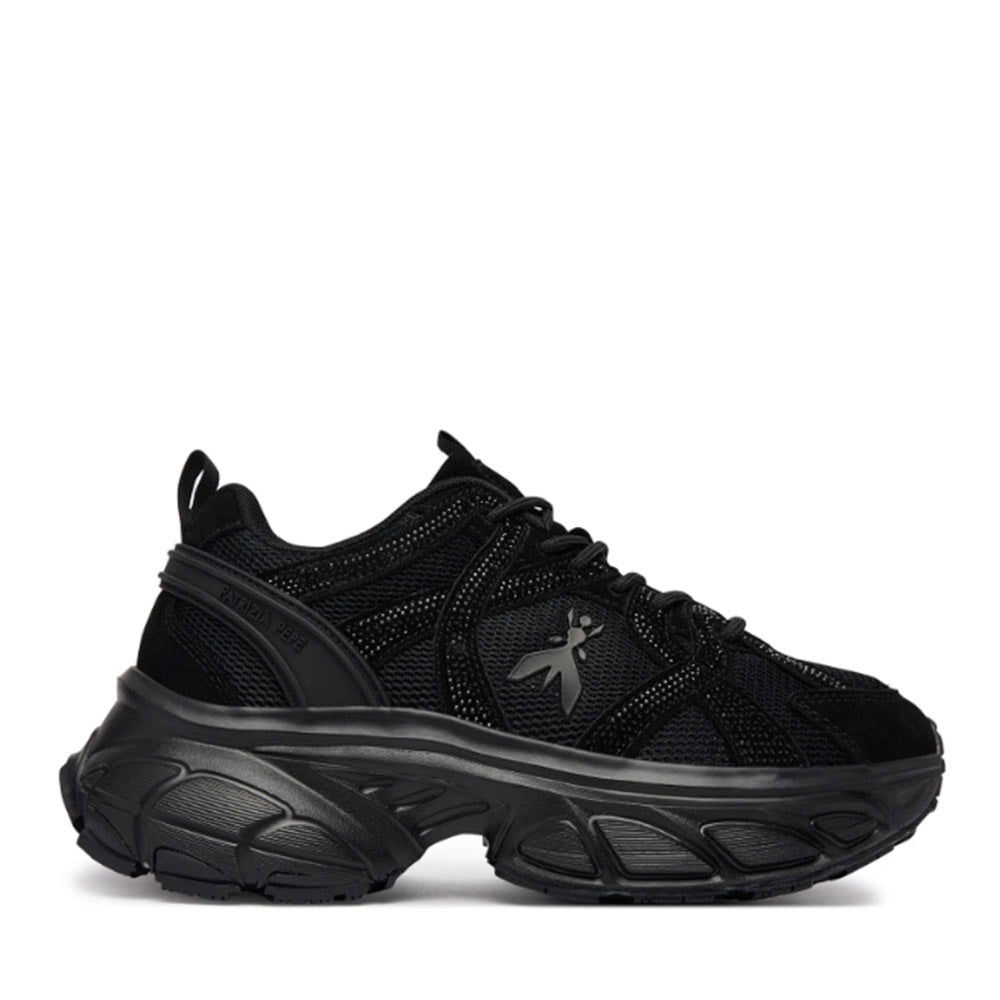 Sneakers Running PATRIZIA PEPE Girl linea Fly Run Tech in Mesh e Suede Nero