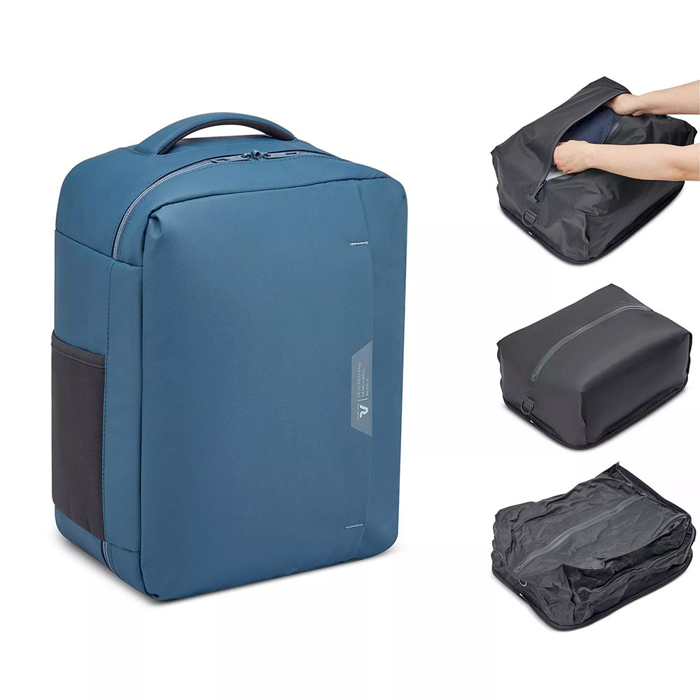 Zaino da Viaggio Underseat con Sacca Sottovuoto RONCATO linea Wanderline in Tessuto Gommato Blu Notte