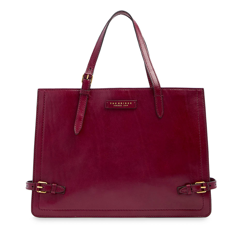 Shopping Bag Donna THE BRIDGE linea Monica in Pelle Rosso Barolo