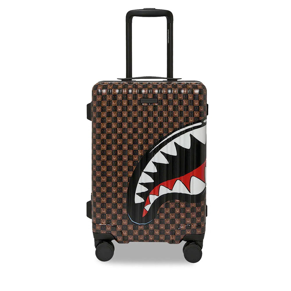 Trolley Cabina Rigido 4 Ruote SPRAYGROUND stampa Sharks in Paris WTF Bubble Brown Check