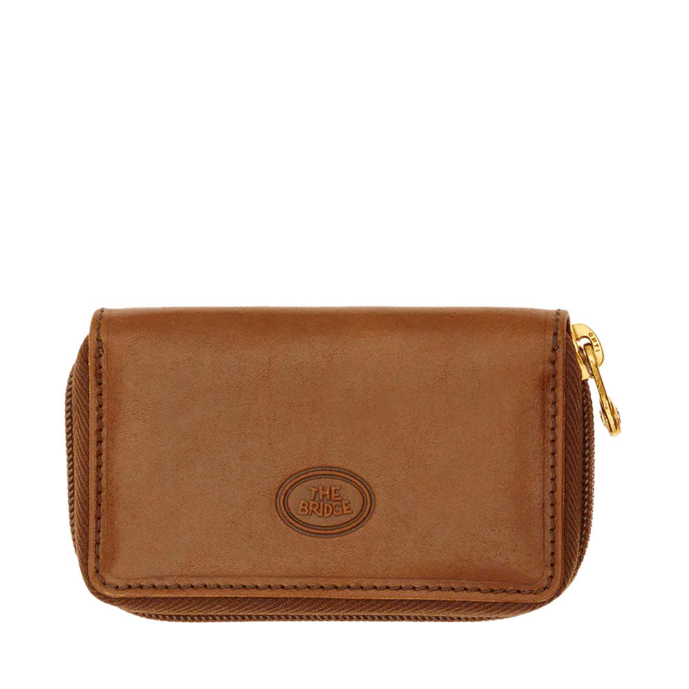 THE BRIDGE Herren-Schlüsselanhänger mit Reißverschluss aus braunem Leder, hergestellt in Italien
