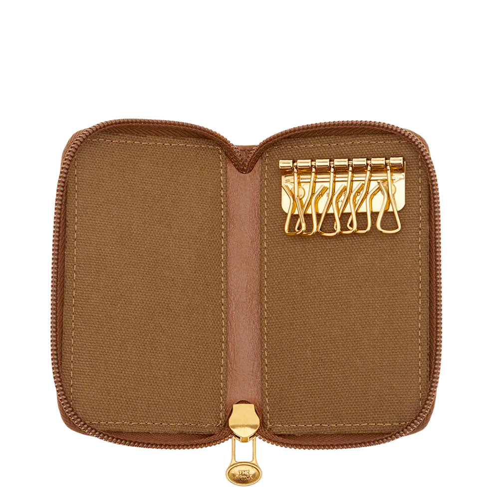 THE BRIDGE Herren-Schlüsselanhänger mit Reißverschluss aus braunem Leder, hergestellt in Italien