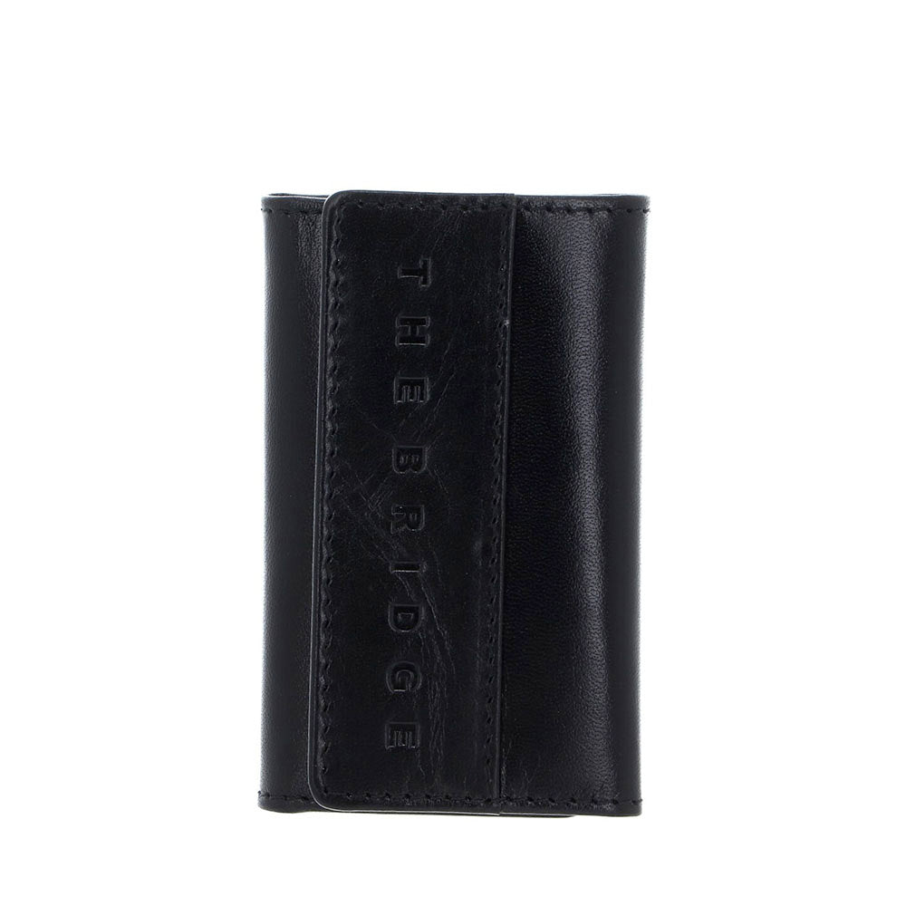 THE BRIDGE Giacomo Line Herren-Schlüsselanhänger mit Knopf aus schwarzem Leder