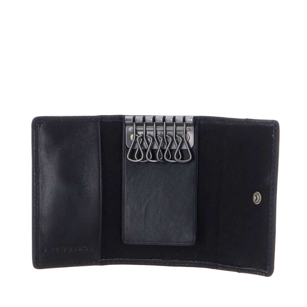 THE BRIDGE Giacomo Line Herren-Schlüsselanhänger mit Knopf aus schwarzem Leder